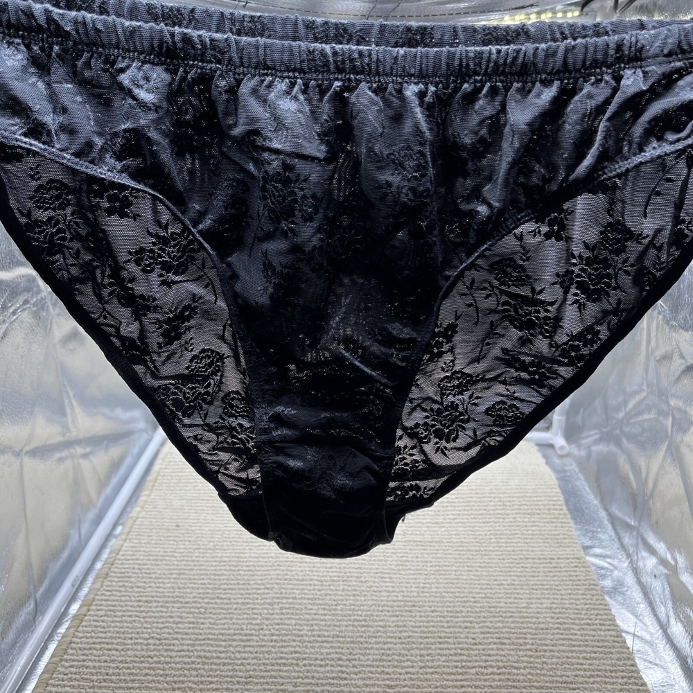 Vintage Rampage NWT Size 10 Nylon Sheer Black Lace high waist panty